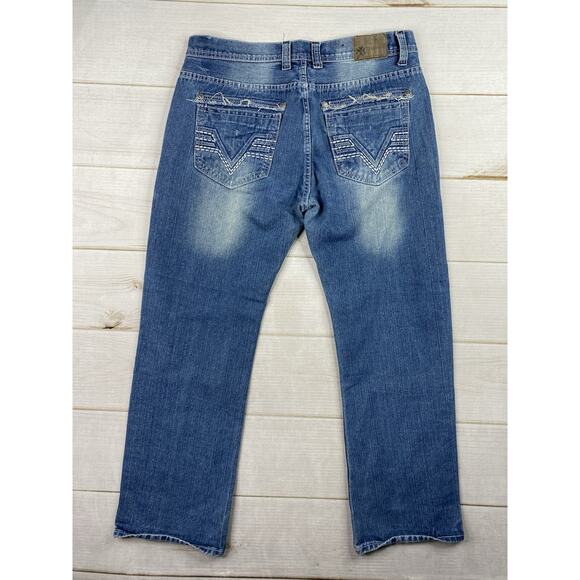 Modern Culture Distressed Destroyed Jeans Men's Size 38/32 Embroidered Pockets - Picture 8 of 13